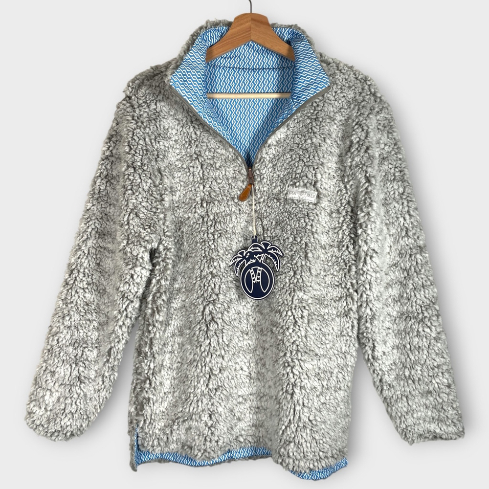USA Palm Reversible Sherpa Pullover Men's XS Gray Drift 1/4 Zip NEW